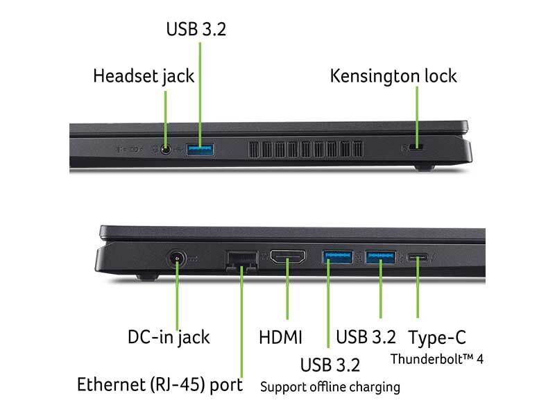 Laptop Acer Gaming Nitro ProPanel ANV15-52-73Z8 NH.QUASV.001 trang bị đầy đủ cổng kết nối Laptop Acer Gaming Nitro ProPanel ANV15-52-73Z8 NH.QUASV.001 trang bị đầy đủ cổng kết nối