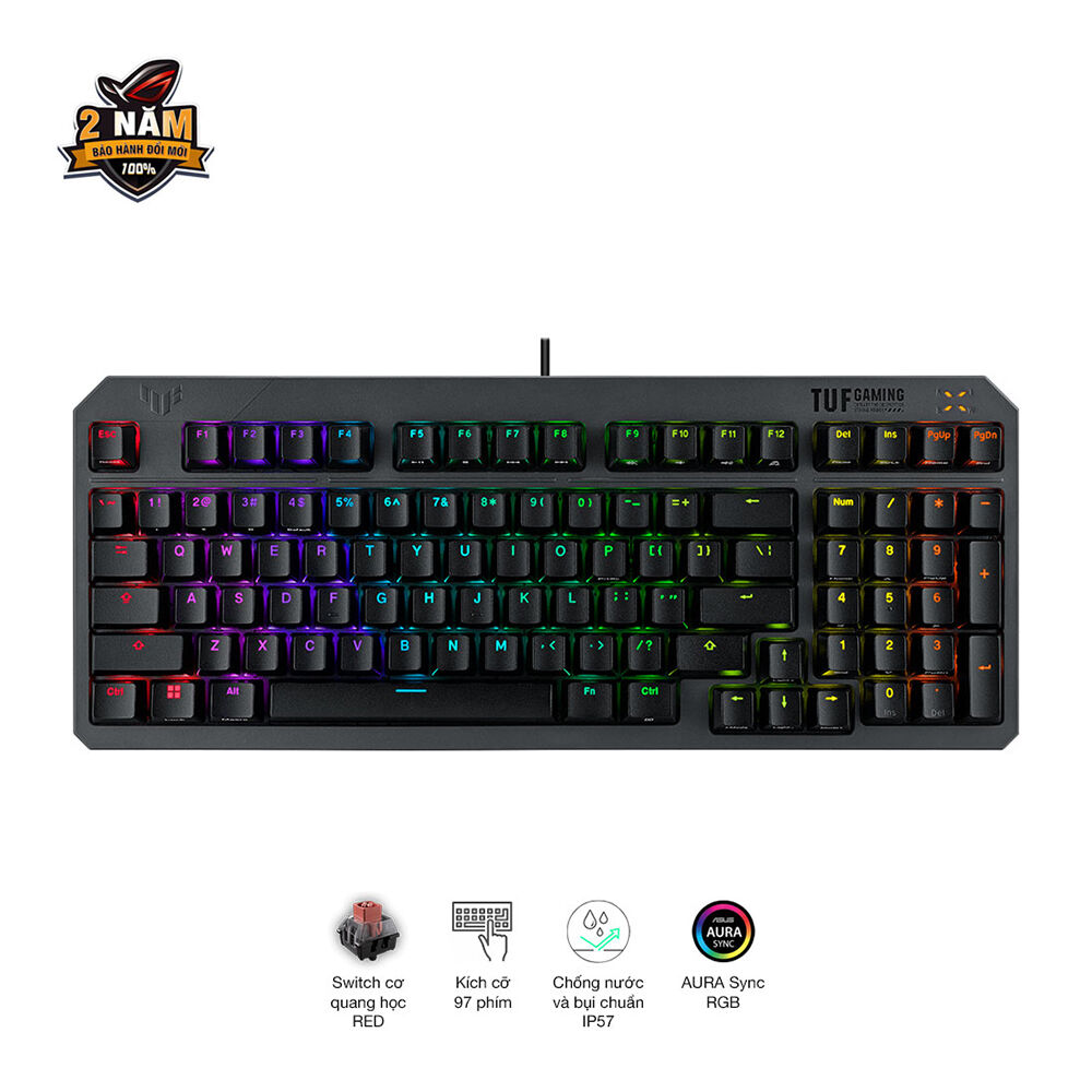 Bàn phím cơ Asus TUF K3 Gen II Black Optical Red switch Bàn phím cơ Asus TUF K3 Gen II Black Optical Red switch