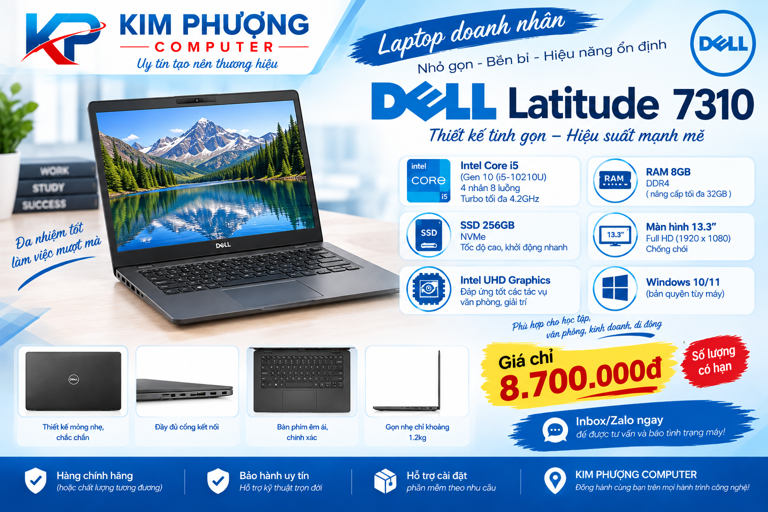Dell Latitude 7310 – i5 Thế hệ 10 / RAM 8GB / SSD 256GB / Màn hình 13.3" Dell Latitude 7310 – i5 Thế hệ 10 / RAM 8GB / SSD 256GB / Màn hình 13.3"