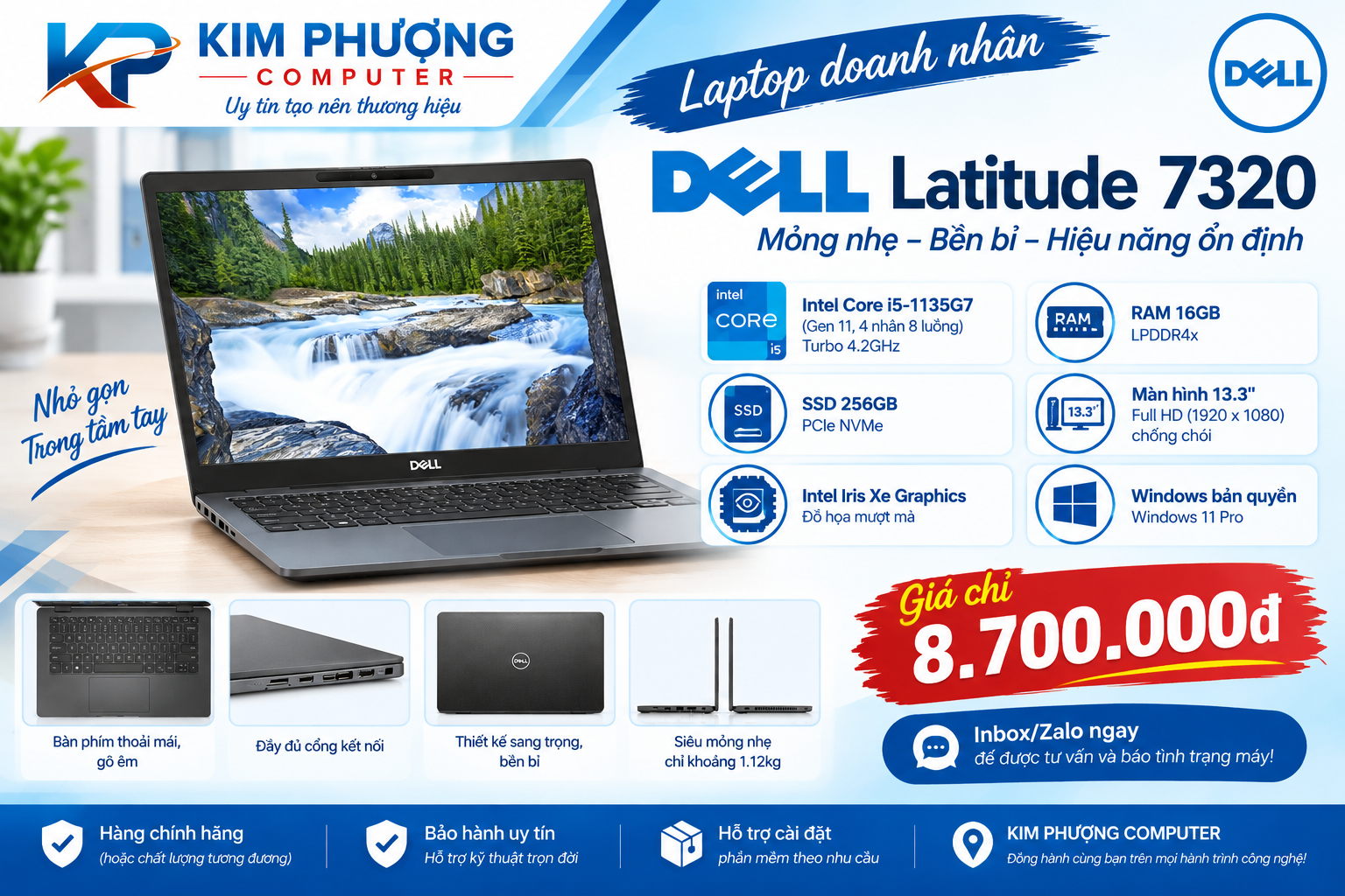 DELL LATITUDE 7320 – i5-1135G7 | RAM 16GB | SSD 256GB | 13.3" FHD | WINDOWS BẢN QUYỀN DELL LATITUDE 7320 – i5-1135G7 | RAM 16GB | SSD 256GB | 13.3" FHD | WINDOWS BẢN QUYỀN