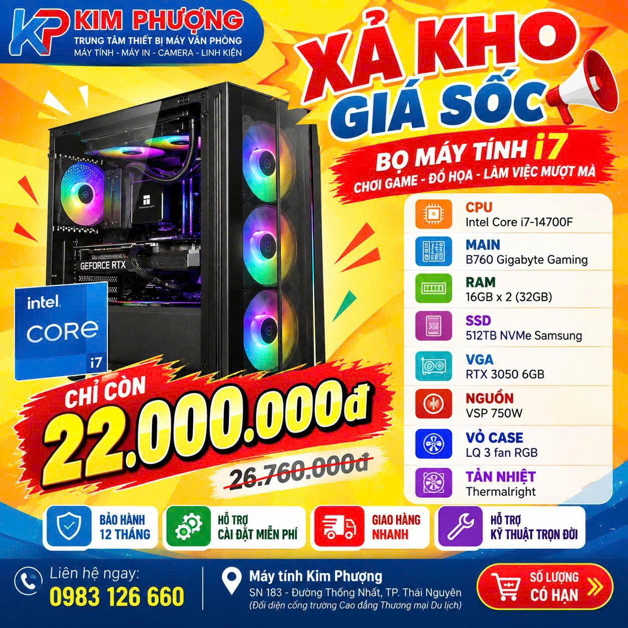 CASE chuyên Game, đồ họa – Intel Core i7 -14.700F/ RAM 16GB / SSD 512 GB CASE chuyên Game, đồ họa – Intel Core i7 -14.700F/ RAM 16GB / SSD 512 GB